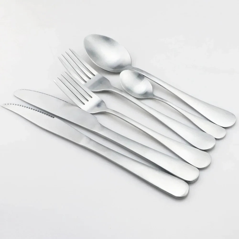 Matte Silver Cutlery Set &ndash; Eco-Friendly Stainless Steel Dinnerware