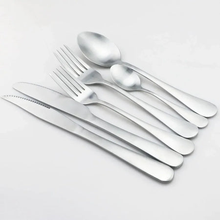 Matte Silver Cutlery Set &ndash; Eco-Friendly Stainless Steel Dinnerware