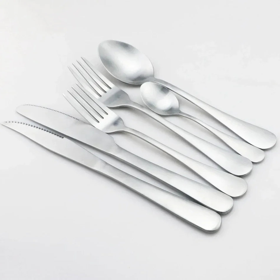 Matte Silver Cutlery Set &ndash; Eco-Friendly Stainless Steel Dinnerware