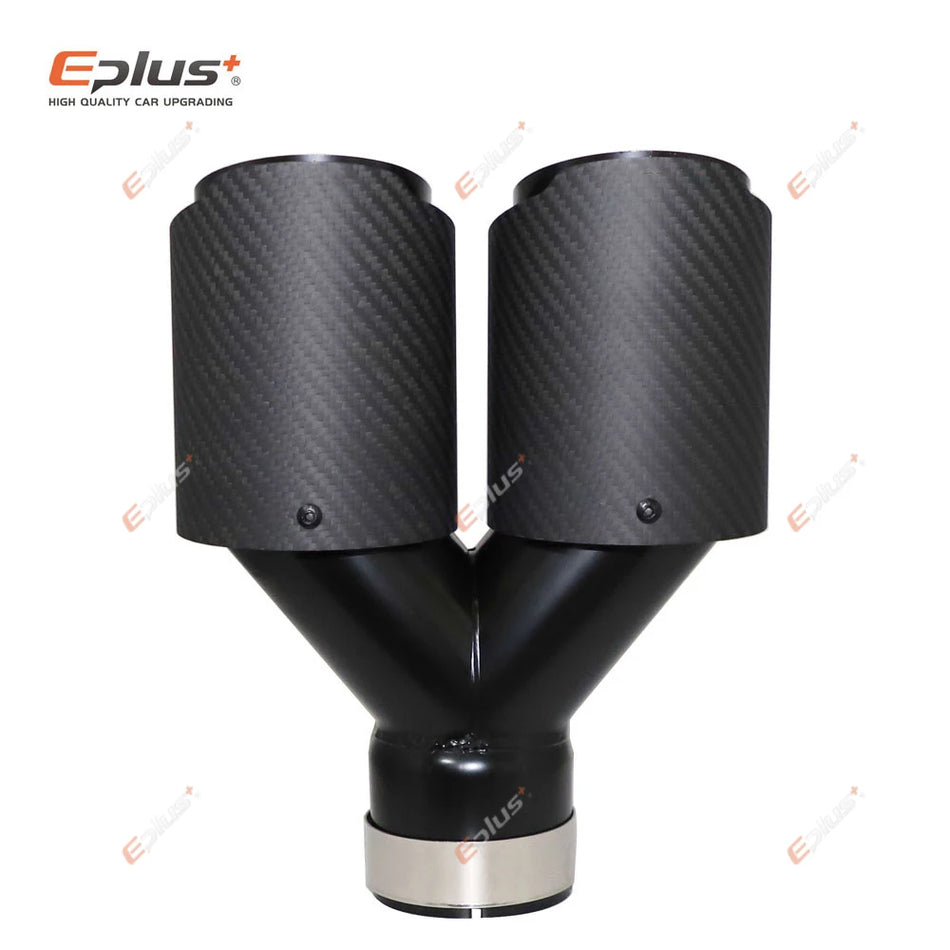 Наконечник глушителя из углеродного волокна Y-образной формы матовый двойной выход, универсальный черный