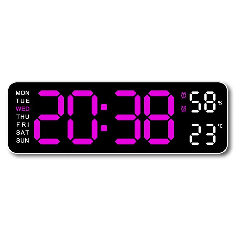 WOKLOK 9 Inch Large Digital Wall Clock &ndash; USB Powered with Temperature and Humidity Display WRR / 9 inch