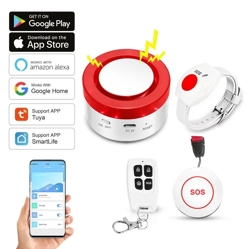 WiFi Panic Button DY-H1 &ndash; Tuya App Remote Fall Alert EU plug