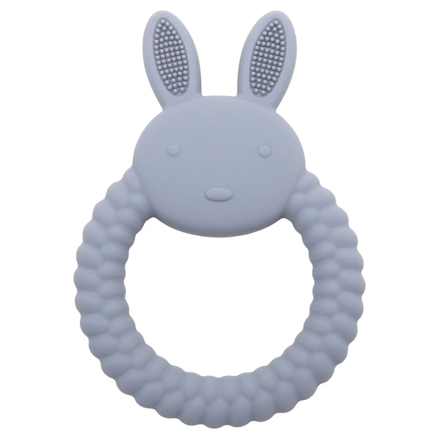 Muslin Life BPA-Free Silicone Baby Teether - Cute Cartoon Rabbit Design 008 gray