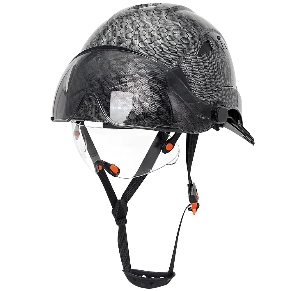 Aolamegs Carbon Fiber Safety Helmet &ndash; Visor And Goggles Double Goggles C