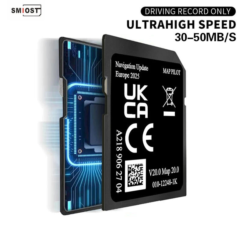 32GB SD Card for Mercedes-Benz Navigation | Garmin MAP PILOT V20 A218, Compatible with A, B, C, CLA, CLS, E, GLS Models - Full European Map Coverage
