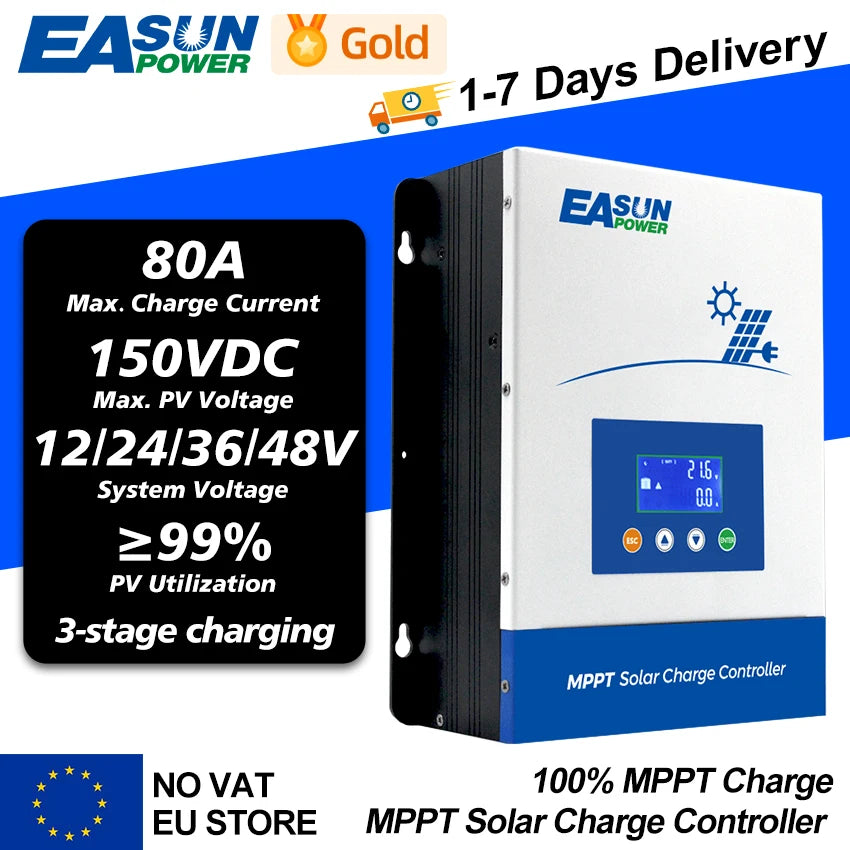 80A MPPT Solarny Regulator Ładowania LCD RS485 12V 24V 48V