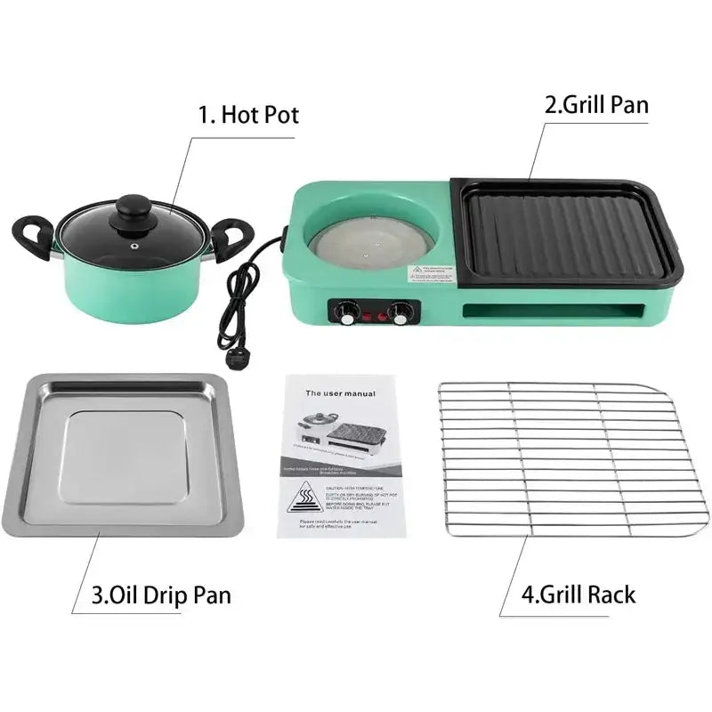 3 In 1 Smokeless Electric Grill With Nonstick Pan Hot Pot 200790-EU / Russian Federation