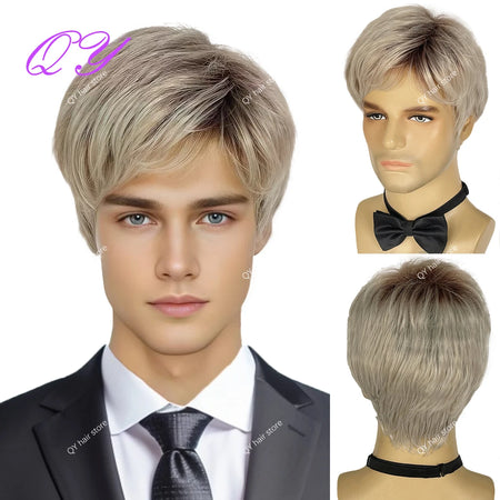 Short Curly Men's Wig - Fashion Style Adjustable Cap, Natural Black