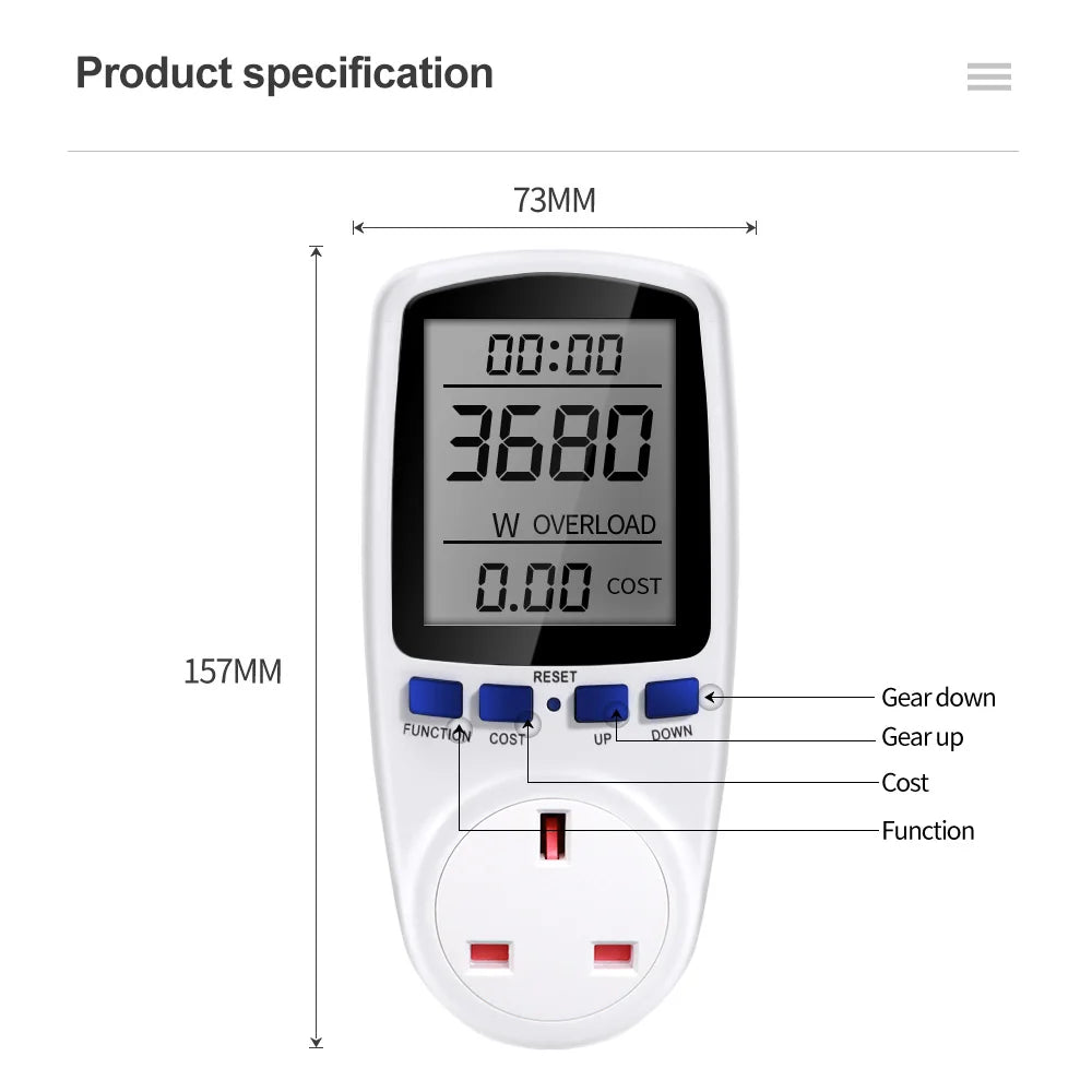 Juanjuan V016 Digital LCD Wattmeter &ndash; Energy Monitor