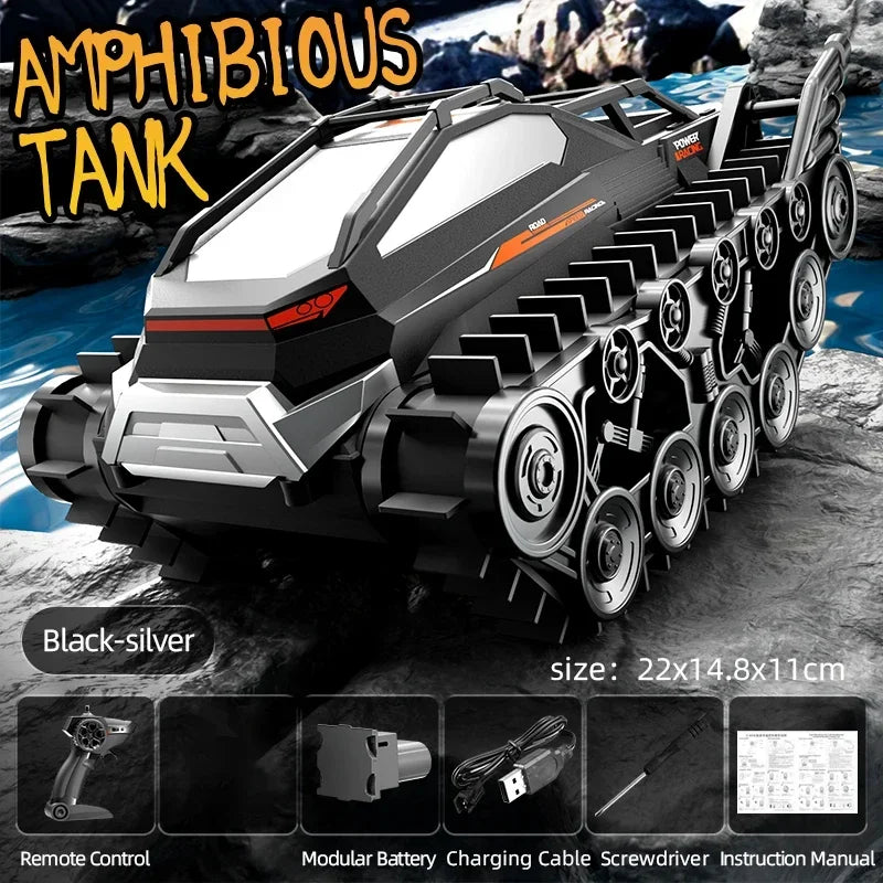 RC Amphibious Tank &ndash; Waterproof All Terrain RC Tank Black single rc