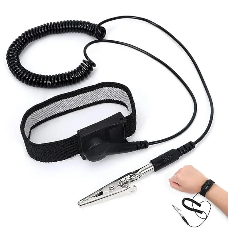 Anti Static Bracelet ESD Grounding Cable &ndash; 360 Rotation black