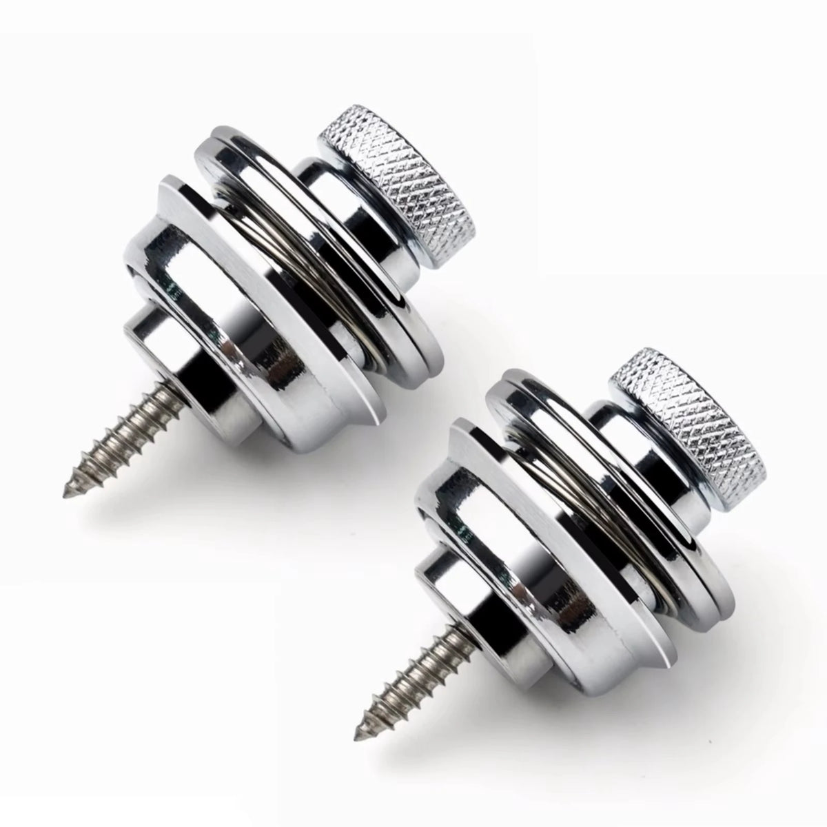 Miwayer Guitar Strap Lock &ndash; Heavy Duty Metal Button Silver 2 pcs