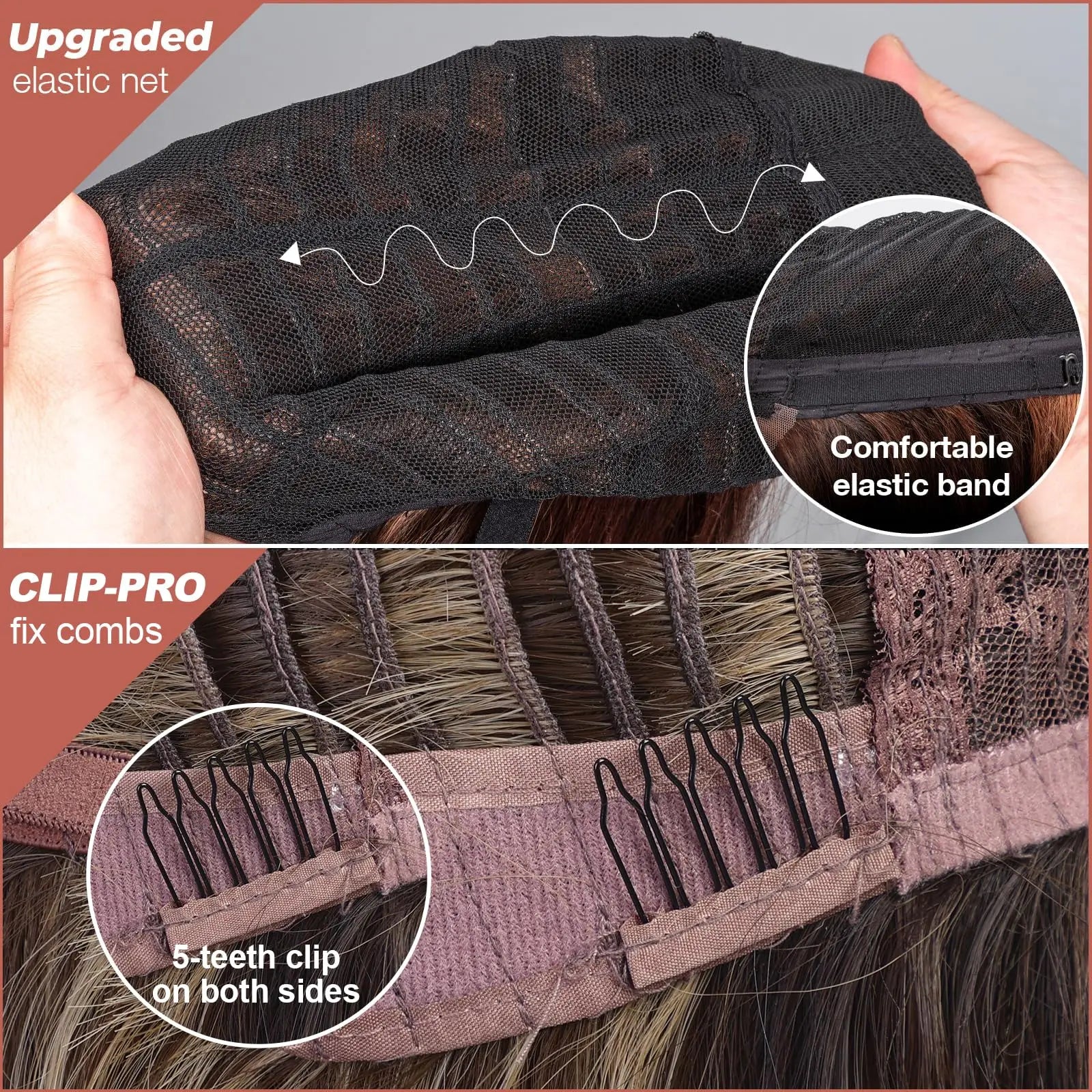 Short Brown Highlight Wavy Bob Wig with Bangs for Daily Use