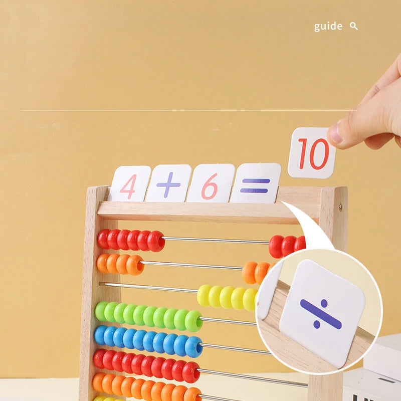 Wooden Counting Toy &ndash; Montessori Rainbow Bead Abacus