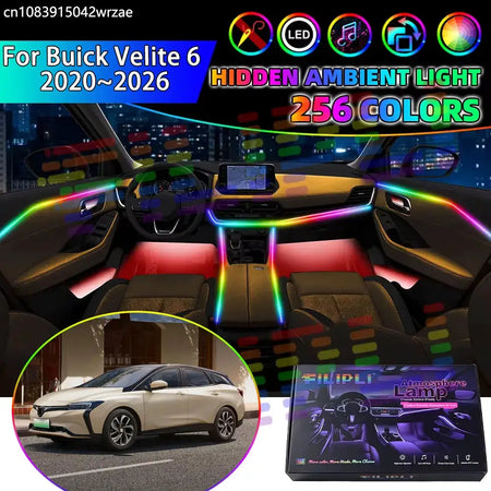 For Buick Velite 6 2020~2026 2021 2022 RGB Car Interior Ambient Lights Strips Breathing Lighting Kit App Control LED strips Auto by InterCyprus Trading Ltd