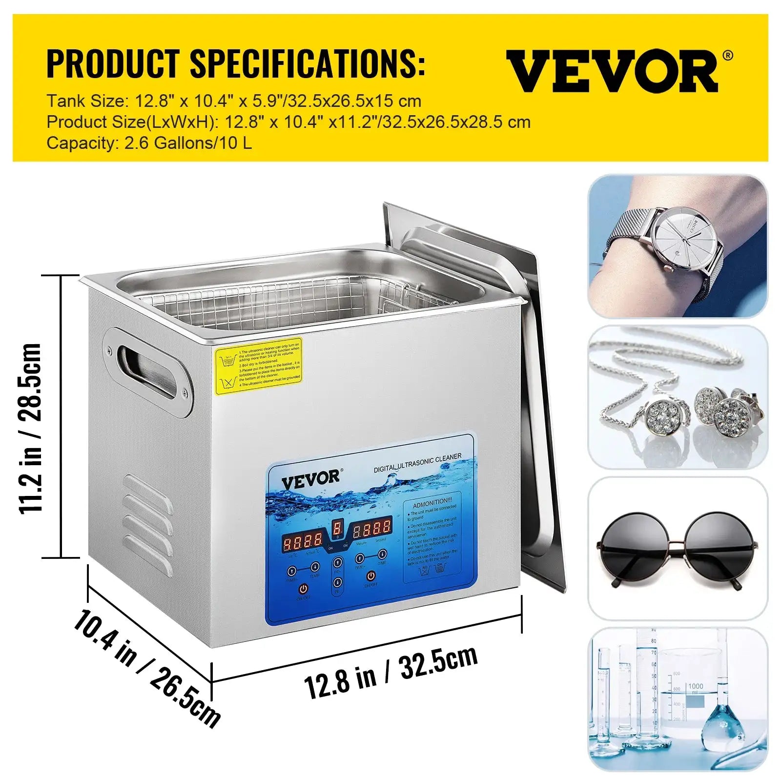 Ultrasonic Cleaner 3L-15L Portable 36K-40KHz 10L / france