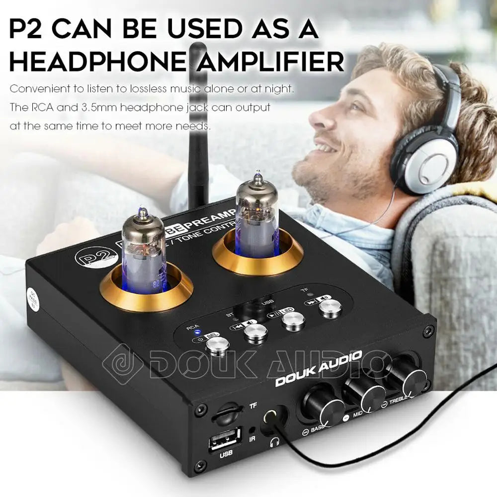 Douk Audio P2 HiFi Vacuum Tube Preamp &amp; Bluetooth Receiver