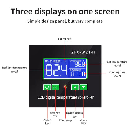 ZFX-W2141 AC 220V Digital LED Thermostat - Temp Regulation