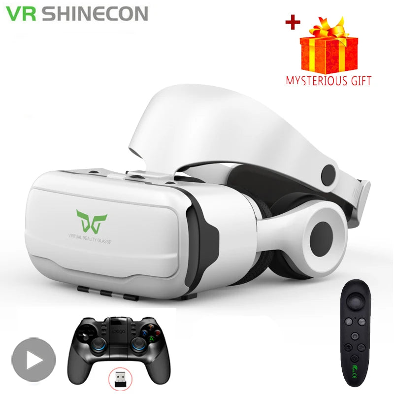 Cască de realitate virtuală 3D cu controler tip joystick și lentile pentru telefon