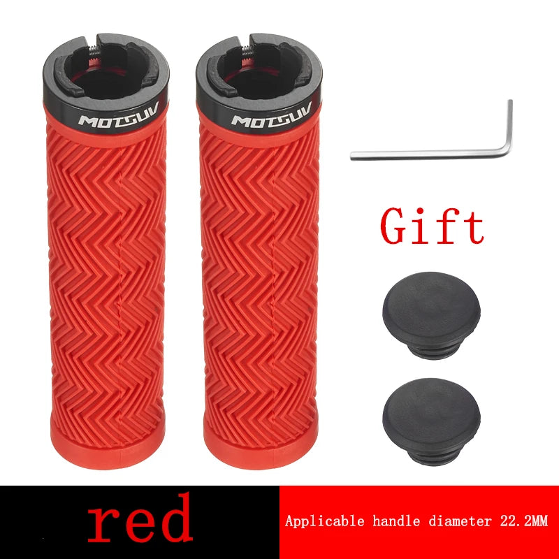 MOTSUV Bicycle Grips &ndash; Non Slip Lock Ring Design MTB red