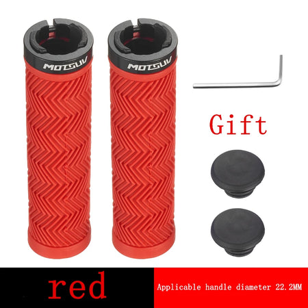 MOTSUV Bicycle Grips &ndash; Non Slip Lock Ring Design MTB red