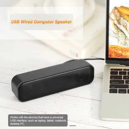 HK-5008 USB Powered Soundbar Desktop Speaker Wired Computer Sound Box for TV Desktop Laptop with 2 Subwoofers Music Player