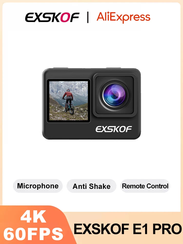 EXSKOF E1 Pro &ndash; 4K 60FPS Dual Screen Action Camera