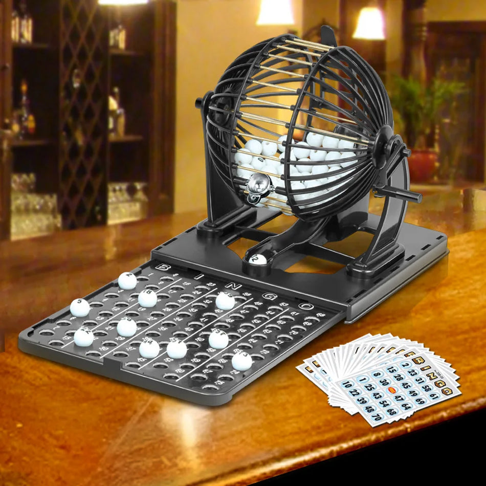 Κλουβί Μηχανής Λοταρίας Μπίνγκο για Οικογενειακά Πάρτι, Επιτραπέζιο Σετ Παιχνιδιού Μπίνγκο, Πιστοποιημένο CE