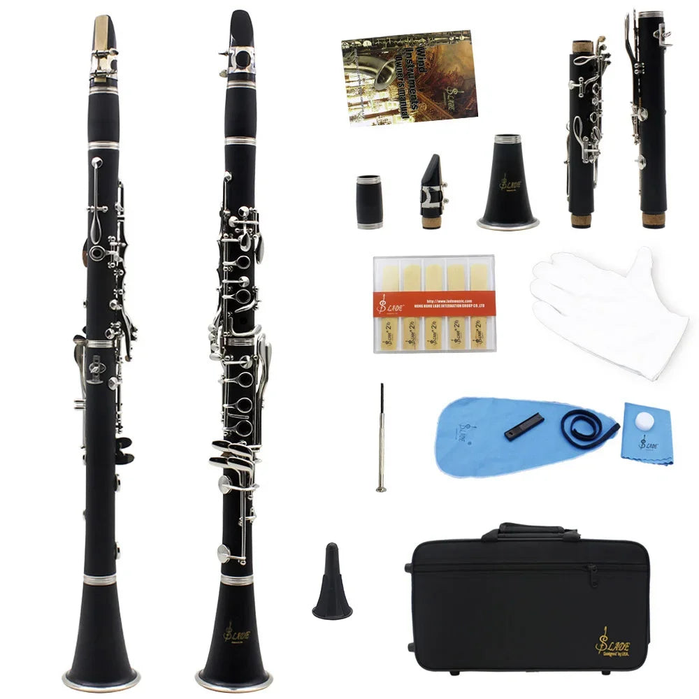 SLADE Bb 17 Keys Bakelite Clarinet &ndash; Includes Box Reed Black