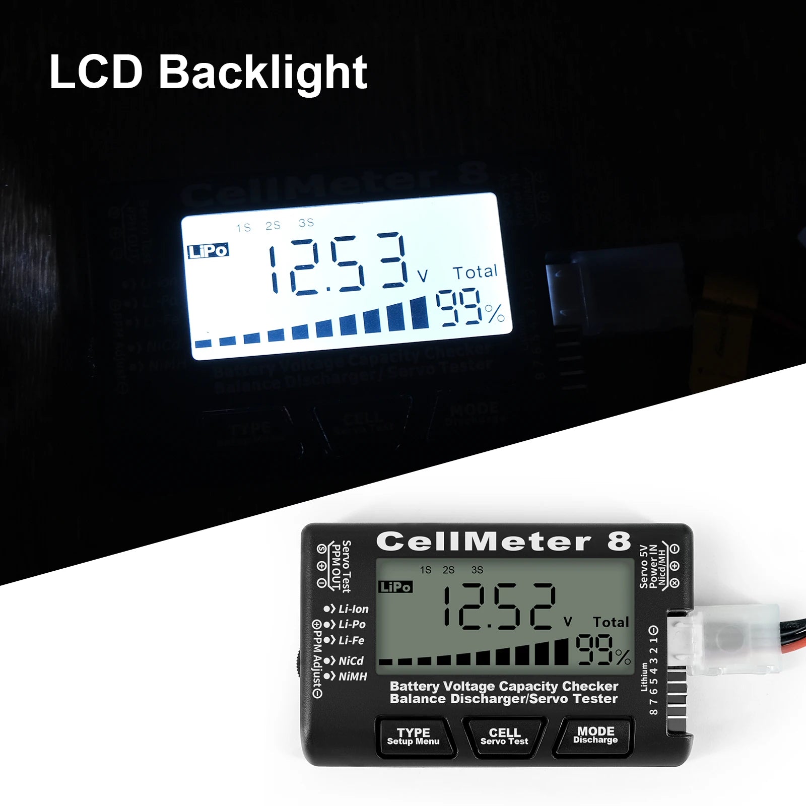 RC CellMeter 8 2-8S LiPo Li-lon Tester &ndash; Battery Meter