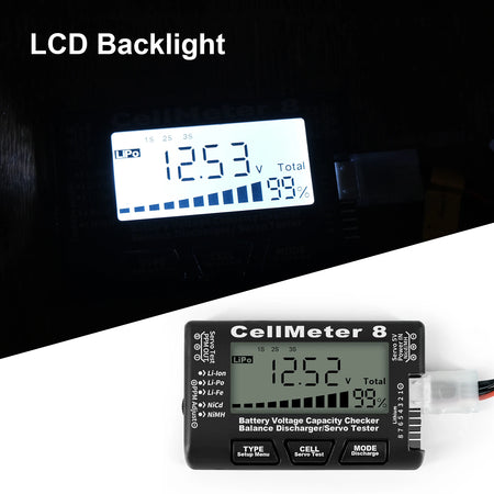 RC CellMeter 8 2-8S LiPo Li-lon Tester &ndash; Battery Meter