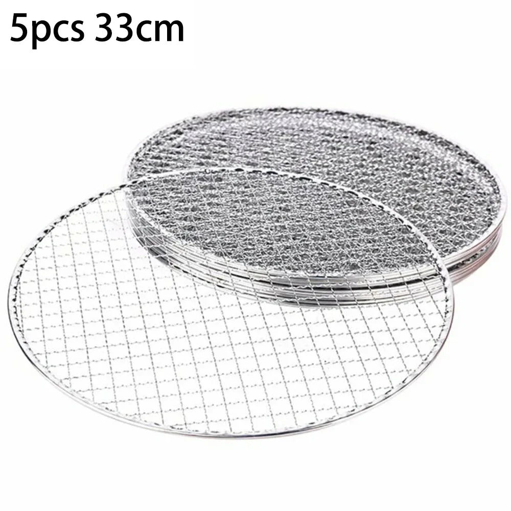 5-Piece Round Stainless Steel BBQ Grill Mesh Set 33CM / CHINA