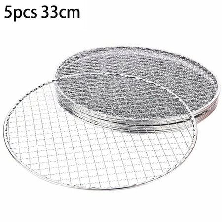 5-Piece Round Stainless Steel BBQ Grill Mesh Set 33CM / CHINA