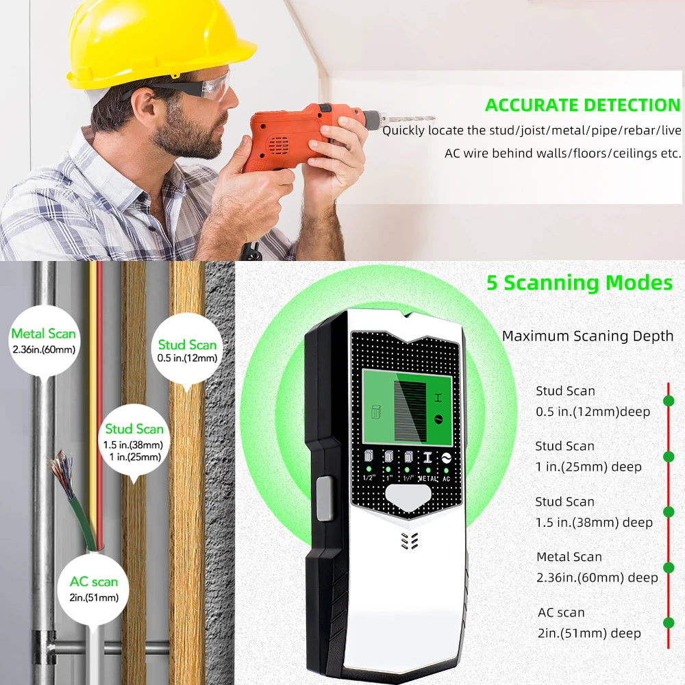 Multifunctional 5 in 1 Wall Detector &ndash; Accurate Depth Tracking