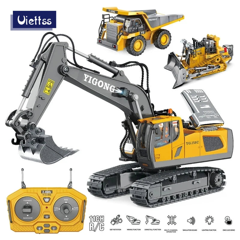 Uiettss 1:20 Remote Control Excavator Truck - 10 Channel Engineering Vehicle