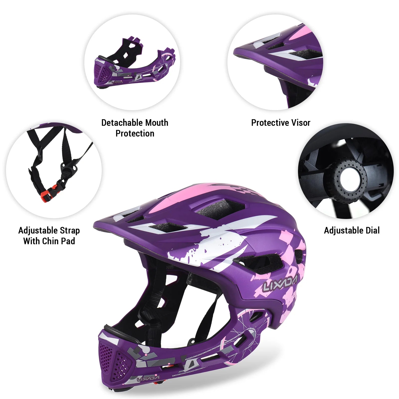 Adjustable Detachable Full Face Kids Cycling Helmet