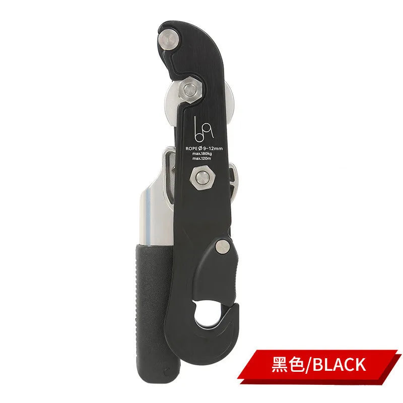 Rock Climbing Descent Device Pro &ndash; Stop Handle Control black