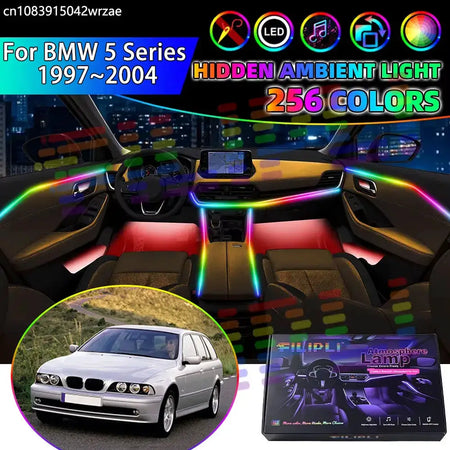 For BMW 5 Series 1997~2004 E39 MK4 4th RGB Car Interior Ambient Lights Strips Breathing Lighting Kit App Control LED strips Auto by InterCyprus Trading Ltd