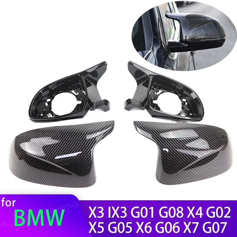 Couvercles de rétroviseur aspect fibre de carbone pour BMW X3 X4 X5 X6 X7 G01 G02 G05 G06 G07
