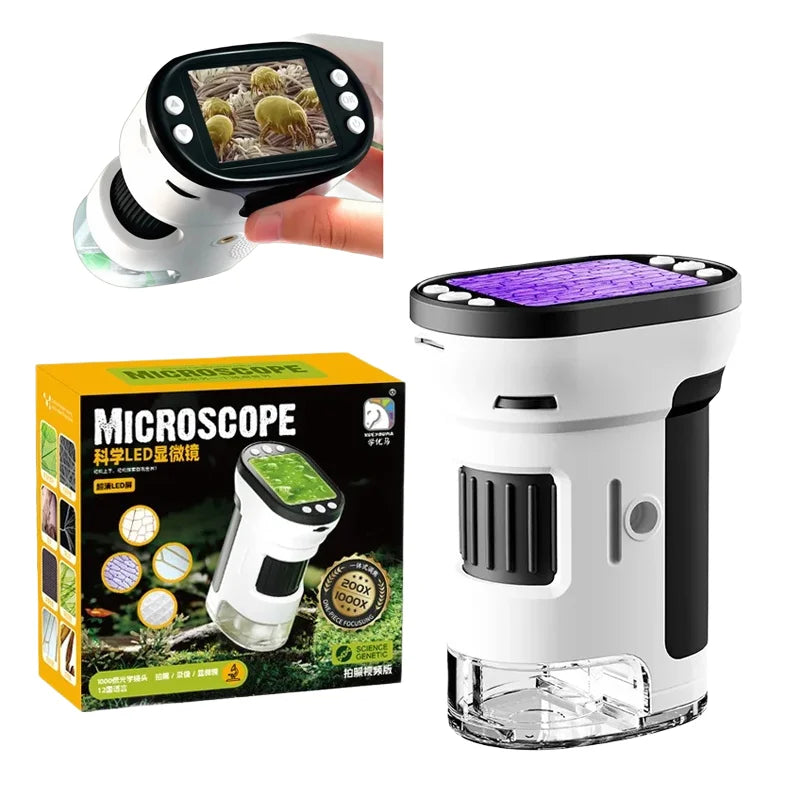 Kids Microscope Biological Kit &ndash; 1000x Magnification with LED Photo and Video Function
