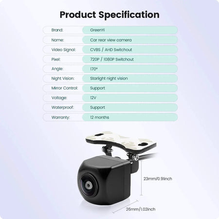 1080P AHD Backup Camera With 170 Degree Wide Angle And Night Vision by InterCyprus Trading Ltd