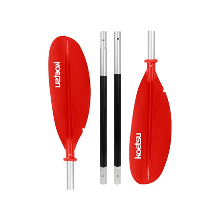 Adjustable Aluminium Kayak Paddle, 4-Piece, Efficient Blade Design Red