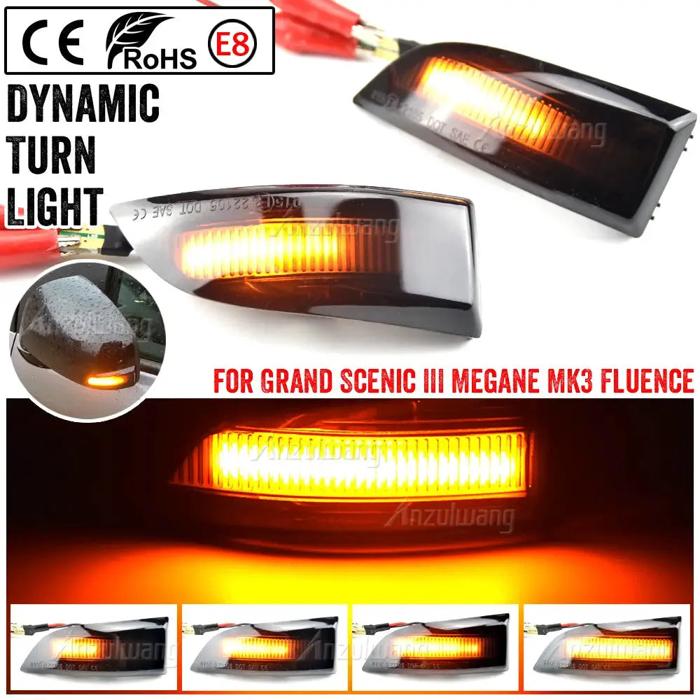 Sequential LED Side Mirror Turn Signal Light for Renault Megane MK3 by InterCyprus Trading Ltd