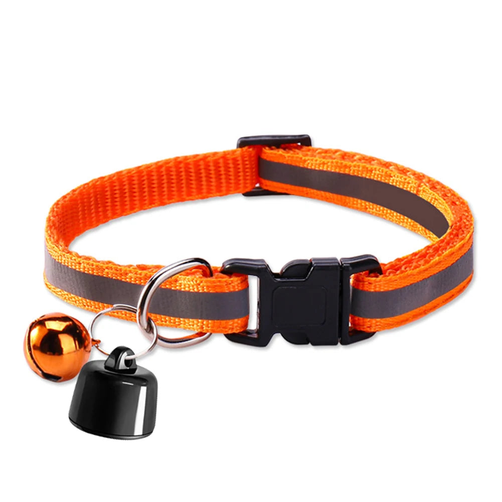 Mini GPS Tracker Cat Collar &ndash; Waterproof Reflective Pattern Orange