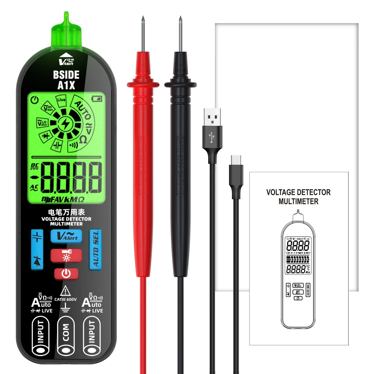 BSIDE A1 Voltage Tester Pen Multimeter - Non Contact Live A1X / CHINA
