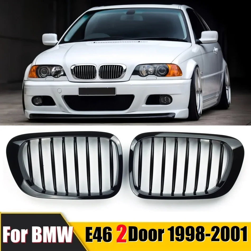 Grelha Rim para BMW E46 330Ci Frontal Snap-On Preto Brilhante Plástico ABS Durável