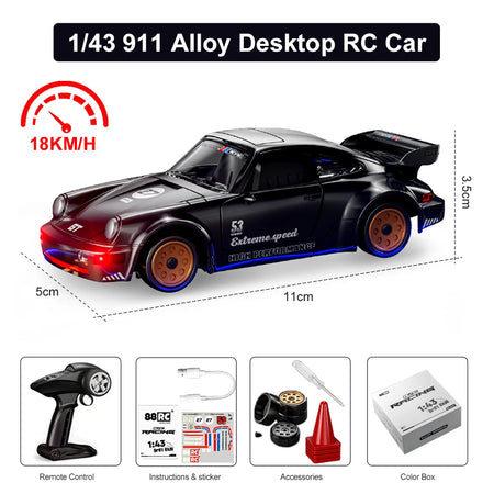 One Forty Third Scale Alloy RC Drift Car &ndash; Gyro Stabilized black