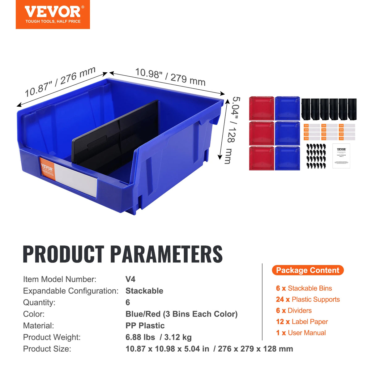 SucceBuy 6pcs Garage Storage Bin Set &ndash; Space Saving Bins 6 pcs / UNITED KINGDOM