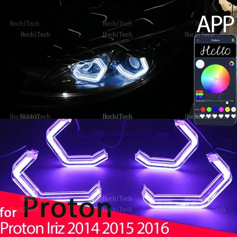 LED Φωτιστικά DRL Δαχτυλίδια RGB APP Control Kit Για Proton Iriz 2014-2016