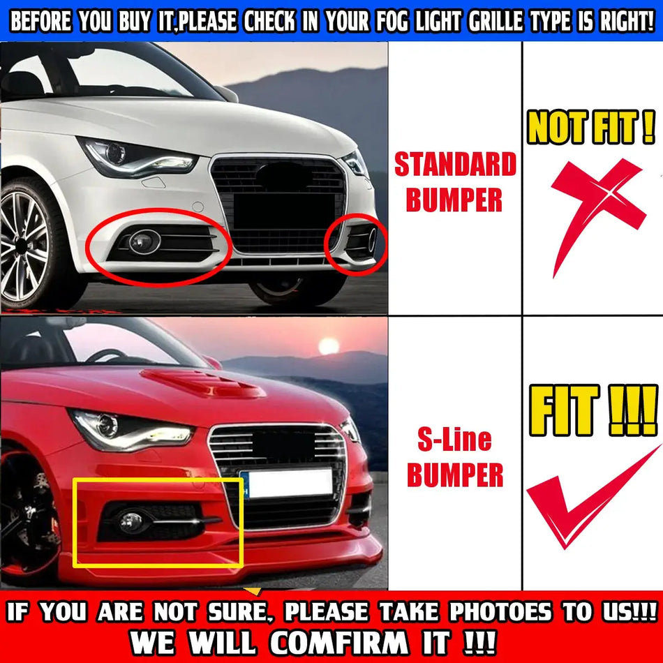 Fog Lamp Grilles Honeycomb for Audi A1 8X S-Line S1 2010-2014 by InterCyprus Trading Ltd